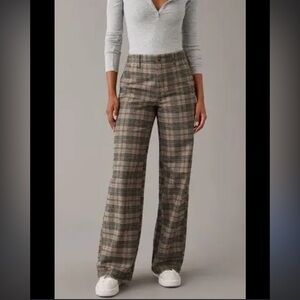 American Eagle Outfitters Plaid super high rise baggy Wide Leg Pants  size 16